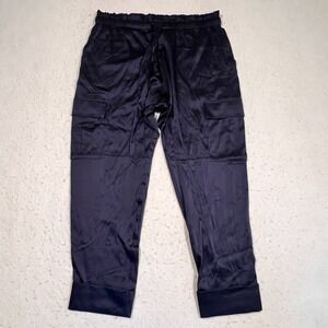 CAMI NYC Carmen Cargo Pant Navy Blue Stretch Silk Blend Charmeuse Women's Medium